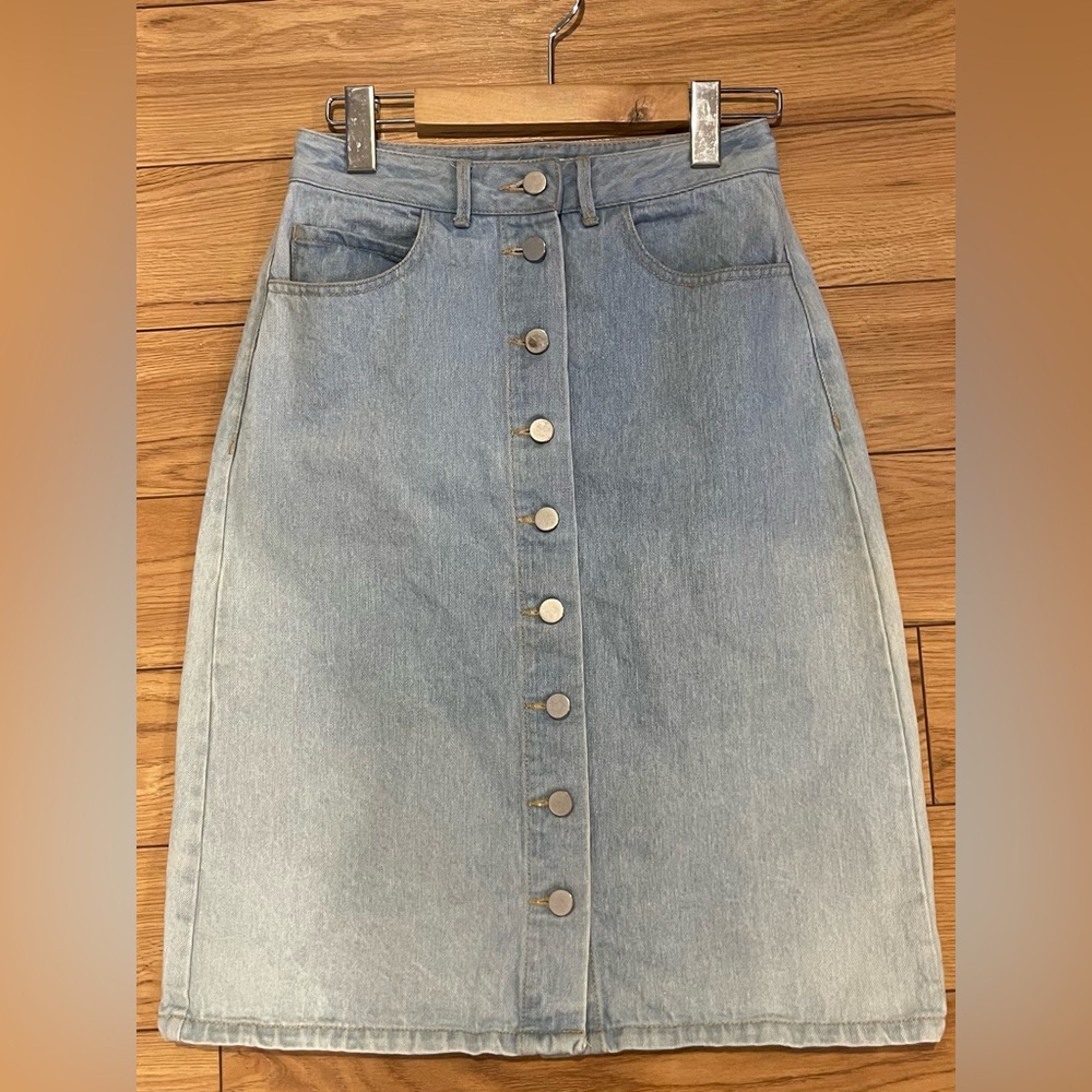Twik Denim light blue jeans Button-Front Skirt XS
